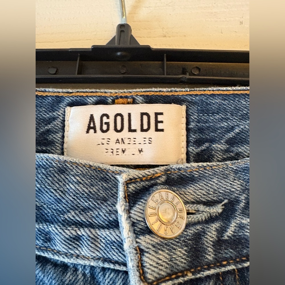 AGOLDE Distressed High Rise Straight Jeans Size 29 Raw Hem - Picture 3 of 6